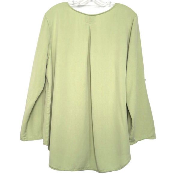 Soft Surroundings Sz L Lime Green Tencel Lyocell Top High-Low Tunic #27747 - Picture 3 of 5